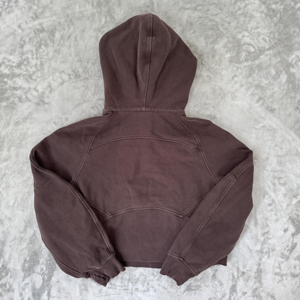 Lululemon Scuba Hoodie Womens Small Brown 1/2 Zip Cropped Kangaroo Pocket - Picture 10 of 16